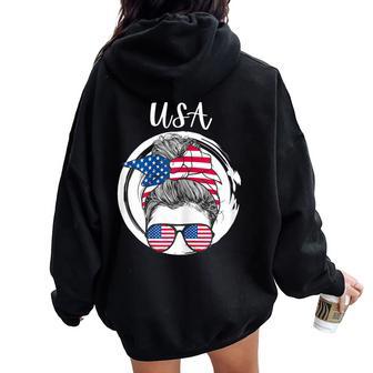 Estados Unidos Bandera Estadounidense Niña De Estados Unidos Es Y Niñas Estadounidenses Women Oversized Hoodie Back Print - Regaloses