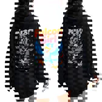 Falcon Girl Cute Cartoon Bird Of Prey Birthday Nature Women Oversized Hoodie Back Print | Mazezy