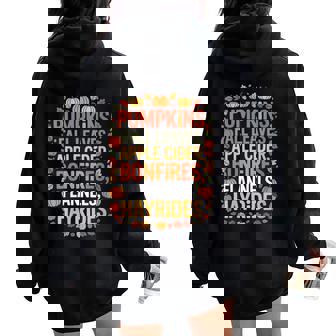 Fall Pumpkins Autumn Leaves Bonfires Apple Cider Women Oversized Hoodie Back Print | Mazezy