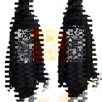 Fall Vibes Autumn Coquette Pumpkin Thanksgiving Coffee Women Women Oversized Hoodie Back Print | Seseable CA