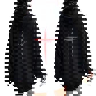 Favored Christian Cross Faith Jesus Graphic Apparel Women Oversized Hoodie Back Print | Mazezy