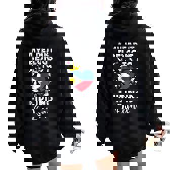 Filipino Queen Filipino Wife Girlfriend Philippines Flag Tank Top Women Oversized Hoodie Back Print | Mazezy