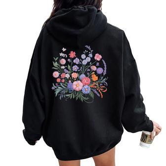Fleursauvages Nature Fleurs Floral Sweat à capuche oversize pour femme avec imprimé dans le dos - Cadeauxyz