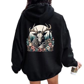 Floral Cryptid Wendigo Nature Forest Women Oversized Hoodie Back Print - Thegiftio UK