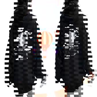 Flying Hot Air Balloon Ride Ballooning Women Oversized Hoodie Back Print | Mazezy