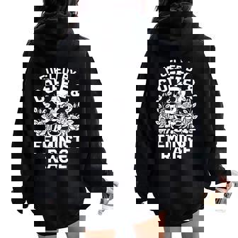 Fueled By Coffee & Feminist Rage Feminism Female Women Right Women Oversized Hoodie Back Print | Mazezy