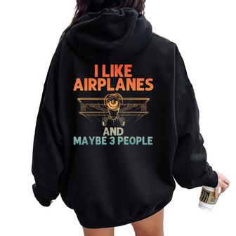 Airplane Novelty For Plane Aviation Pilot Women Oversized Hoodie Back Print - Thegiftio UK