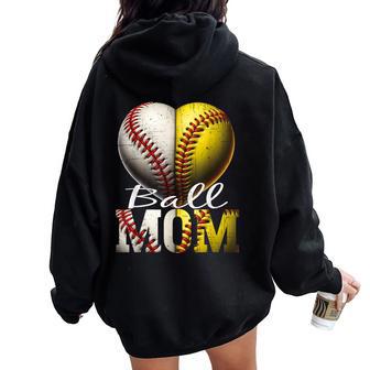 Ball Mom Softball & Baseball Baseball Softball Women Oversized Hoodie Back Print - Thegiftio UK