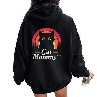 Cat Lady Mommy Cat Lovers Retro La Mejor Mamá De Gatos De La Historia Women Oversized Hoodie Back Print - Regaloses