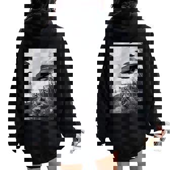 Cat Selfie With Alien Ufo Cat For Women Women Oversized Hoodie Back Print | Seseable FR