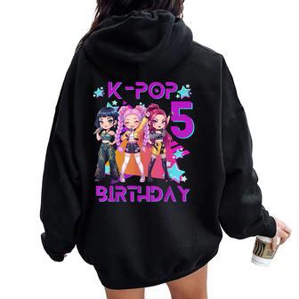 Chibi Kpop Girl It’S My 5Th Birthday Women Oversized Hoodie Back Print - Seseable