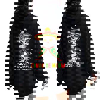 Cinco De Mayo Mexican Cat With Sombrero Women Women Oversized Hoodie Back Print - Thegiftio