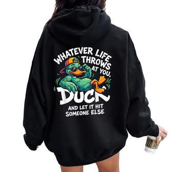 Duck Graphic Ns Quote Women Oversized Hoodie Back Print - Thegiftio UK