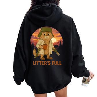Litter’S Full Cat Vintage Parody For Women Women Oversized Hoodie Back Print - Thegiftio UK