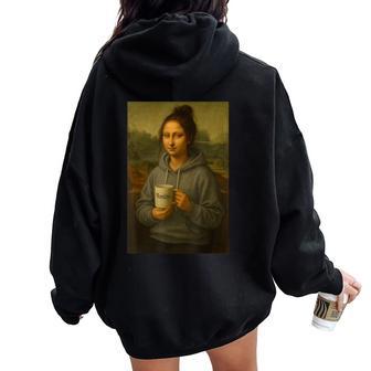 Messy Bun Mona Lisa Mondays Graphic Women Oversized Hoodie Back Print | Mazezy