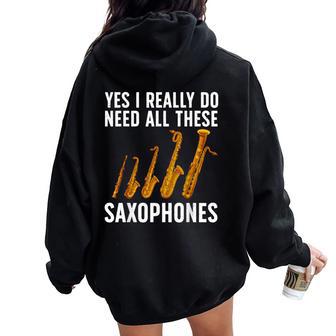 Saxophone For Sax Saxophone Player Women Oversized Hoodie Back Print - Thegiftio UK