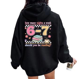 Six Seven 6 7 Meme Teacher Reading 6-7 Teache Women Oversized Hoodie Back Print - Seseable