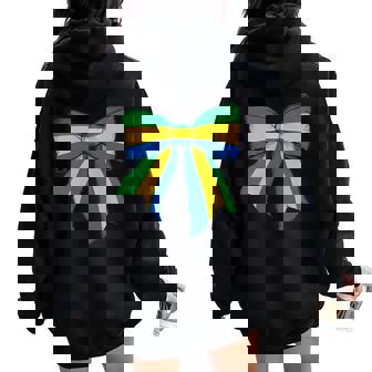 Gabon Gabonese Pride Flag Girl Coquette Bow Ribbon Women Oversized Hoodie Back Print | Mazezy