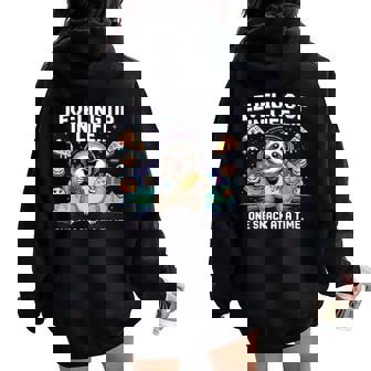 Gaming Sloth Life Snacks Controller Headset Women Oversized Hoodie Back Print | Mazezy