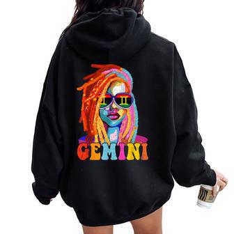 Gemini Queen African American Loc'd Zodiac Sign Women Oversized Hoodie Back Print - Thegiftio UK