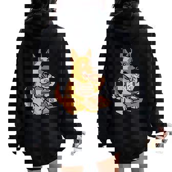 German Shepherd Police Cop Doughnuts Dog Mom Dad Women Oversized Hoodie Back Print | Mazezy