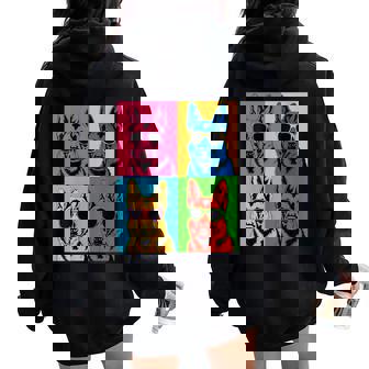 German Shepherd Pop Art Colorful Canine GSD Pet Owner Women Oversized Hoodie Back Print | Mazezy