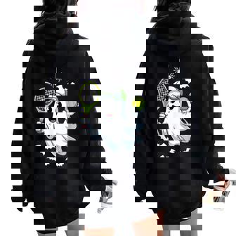 Ghost Playing Tennis Lover For Men Women Halloween Women Oversized Hoodie Back Print | Mazezy