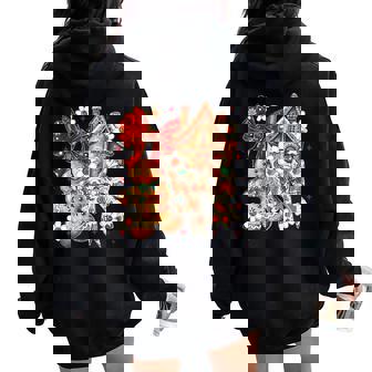 Gingerbread Christmas Coquette Bow Gingerbread House Women Women Oversized Hoodie Back Print | Mazezy