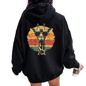 Giraffe Vintage Sunglasses Women Oversized Hoodie Back Print - Thegiftio
