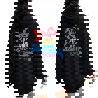 Girls Just Wanna Have Fundamental Rights カラフル レインボー レディース オーバーサイズ パーカー バックプリント - Kawaiitshirt