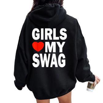 Girls Love Mywag Con Texto En Alemán Girls Love Mywag Women Oversized Hoodie Back Print - Regaloses