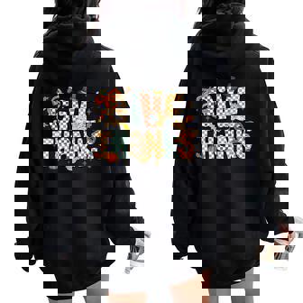 Give Thanks Cute Turkey Thankful Thanksgiving Women Girls Women Oversized Hoodie Back Print | Mazezy