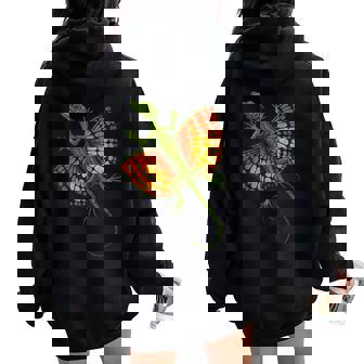 Gliding Dragon Lizard With Vibrant Orange Wings Women Oversized Hoodie Back Print | Mazezy