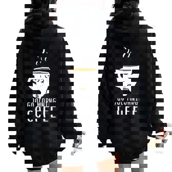 Good Morning Coffee-疲れた人のためのカフェイン レディース オーバーサイズ パーカー バックプリント - Kawaiitshirt