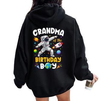 Grandma Of The Birthday Boy Astronaut Outer Space Birthday Women Oversized Hoodie Back Print - Thegiftio UK
