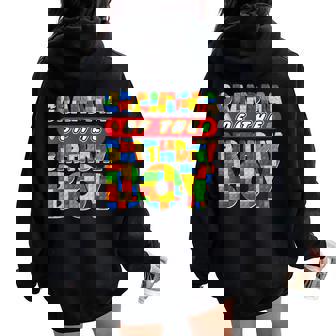 Grandma Birthday Boy Building Bricks Family Party Decor Women Oversized Hoodie Back Print | Mazezy