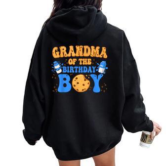 Grandma Of The Birthday Boy Milk And Cookies Lover Women Oversized Hoodie Back Print - Thegiftio UK