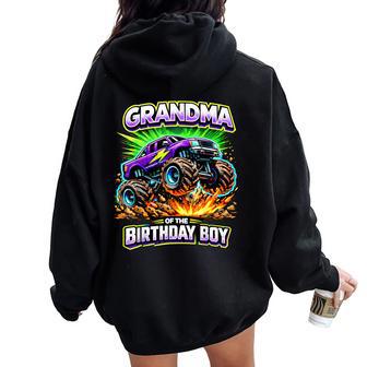 Grandma Of The Birthday Boy Monster Truck Birthday Party Women Oversized Hoodie Back Print - Thegiftio UK