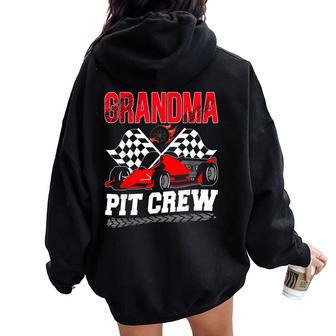 Grandma Pit Crew Racing Family Race Car Birthday Boy Women Oversized Hoodie Back Print - Thegiftio UK