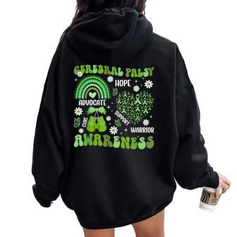 Groovy Cerebral Palsy Awareness Month Cp Warrior Women Oversized Hoodie Back Print - Thegiftio UK