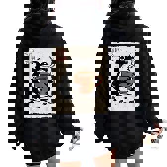 Grumpy Frog Coffee Espresso Anime Japanese Women Oversized Hoodie Back Print - Seseable