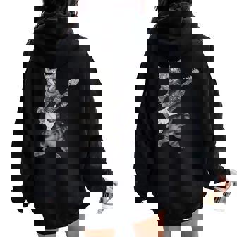 Guitarist Cat Playing Guitar Rock Music Musician Men Women Tank Top Women Oversized Hoodie Back Print | Mazezy