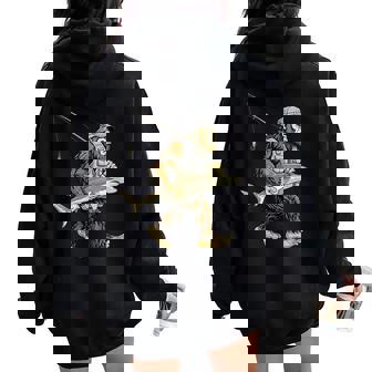 Hammerhead Shark Bigfoot Fisherman Saltwater Fishing Women Oversized Hoodie Back Print | Mazezy