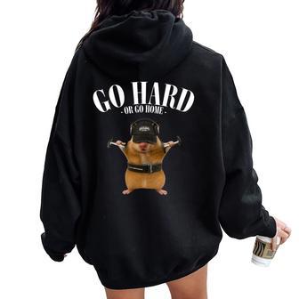 Hamster Deadlift Training Cute Rat Weightlifting Meme Women Oversized Hoodie Back Print | Mazezy