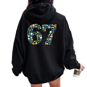 Hanukkah Menorah Dreidel 67 Festive Chanukah Six Seven Meme Women Oversized Hoodie Back Print - Thegiftio UK