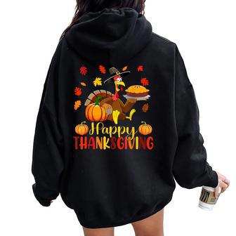 Happy Thanksgiving Turkey Family Dinner Women Women Oversized Hoodie Back Print - Thegiftio UK