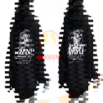 Hardstyle Queen Guinea Pig With Headphones Women Oversized Hoodie Back Print | Mazezy