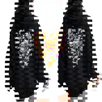 Heart Sandwich Vintage Fast Food Lover Girls Men Women Oversized Hoodie Back Print | Seseable FR