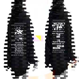 My Heart And Soul Bosnia Flag Quote Christmas Women Oversized Hoodie Back Print | Mazezy