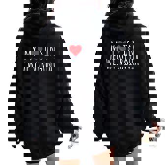 My Heart Is In WEST Virginia Cute American State Women Oversized Hoodie Back Print | Mazezy